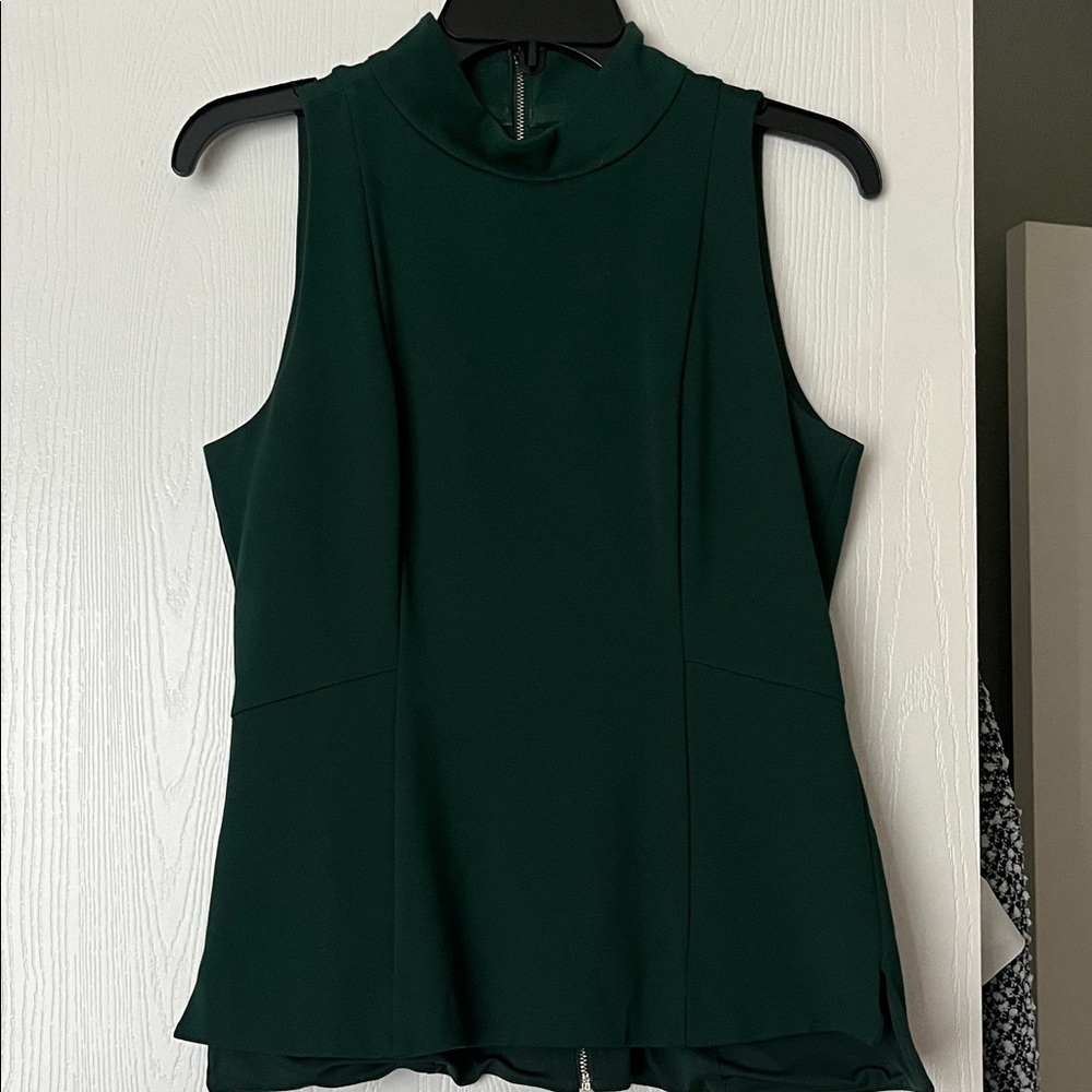 White House Black Market Dark Green Sleeveless Blouse